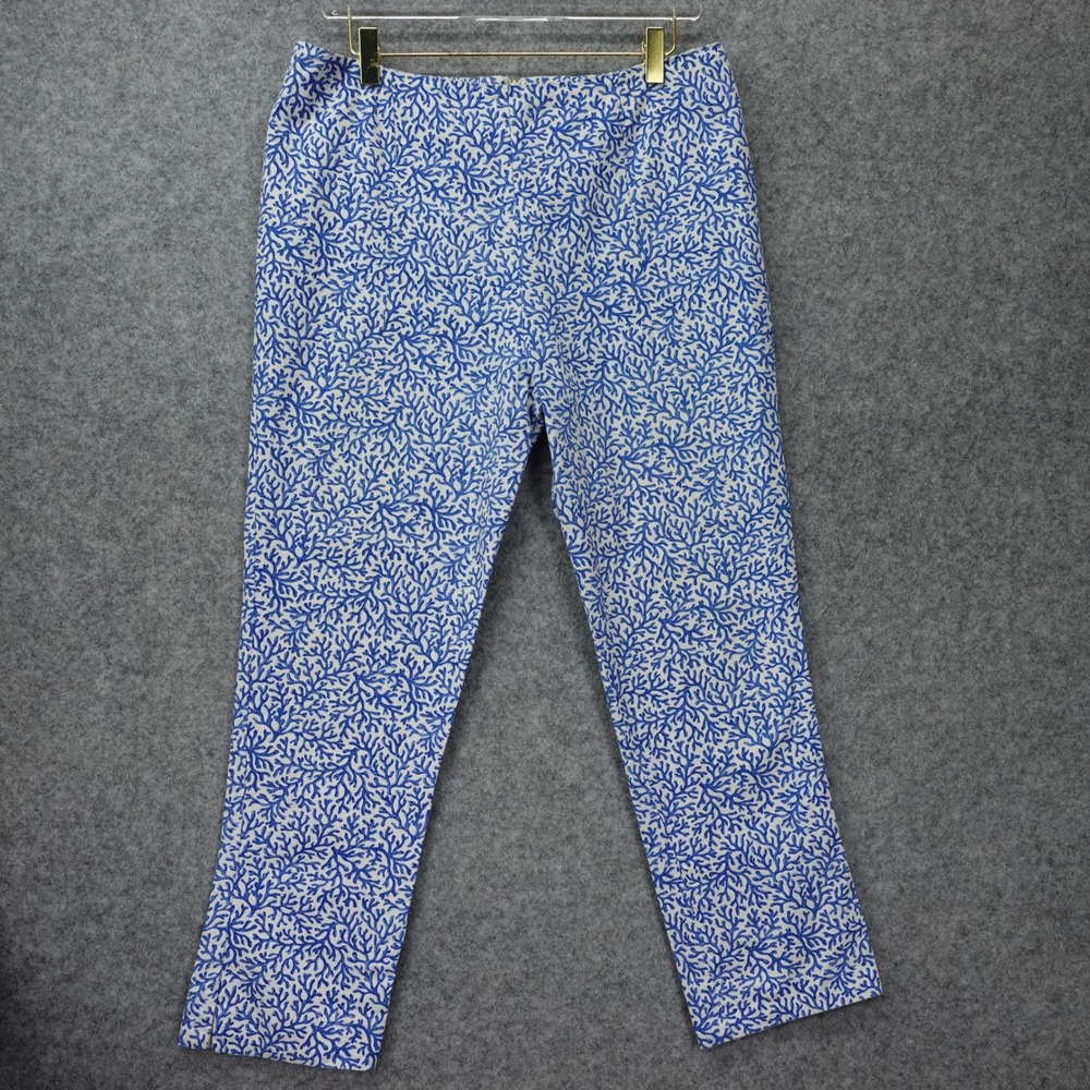 Womens Coral Coastal Pants L Blue Crop Beach Resort Charlotte Kellogg 32x26